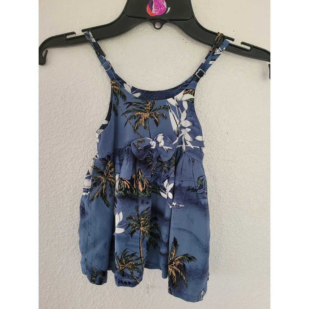 Palmwave Hawaii Baby Girls Blue Tropical‎ Palm Tree Sun Dress 6-12 Months #1